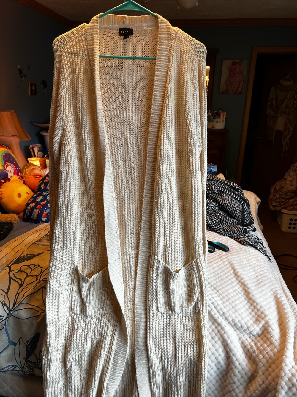 Torrid Ivory Open-Front Ribbed Knit Cardigan - Picture 4 of 4